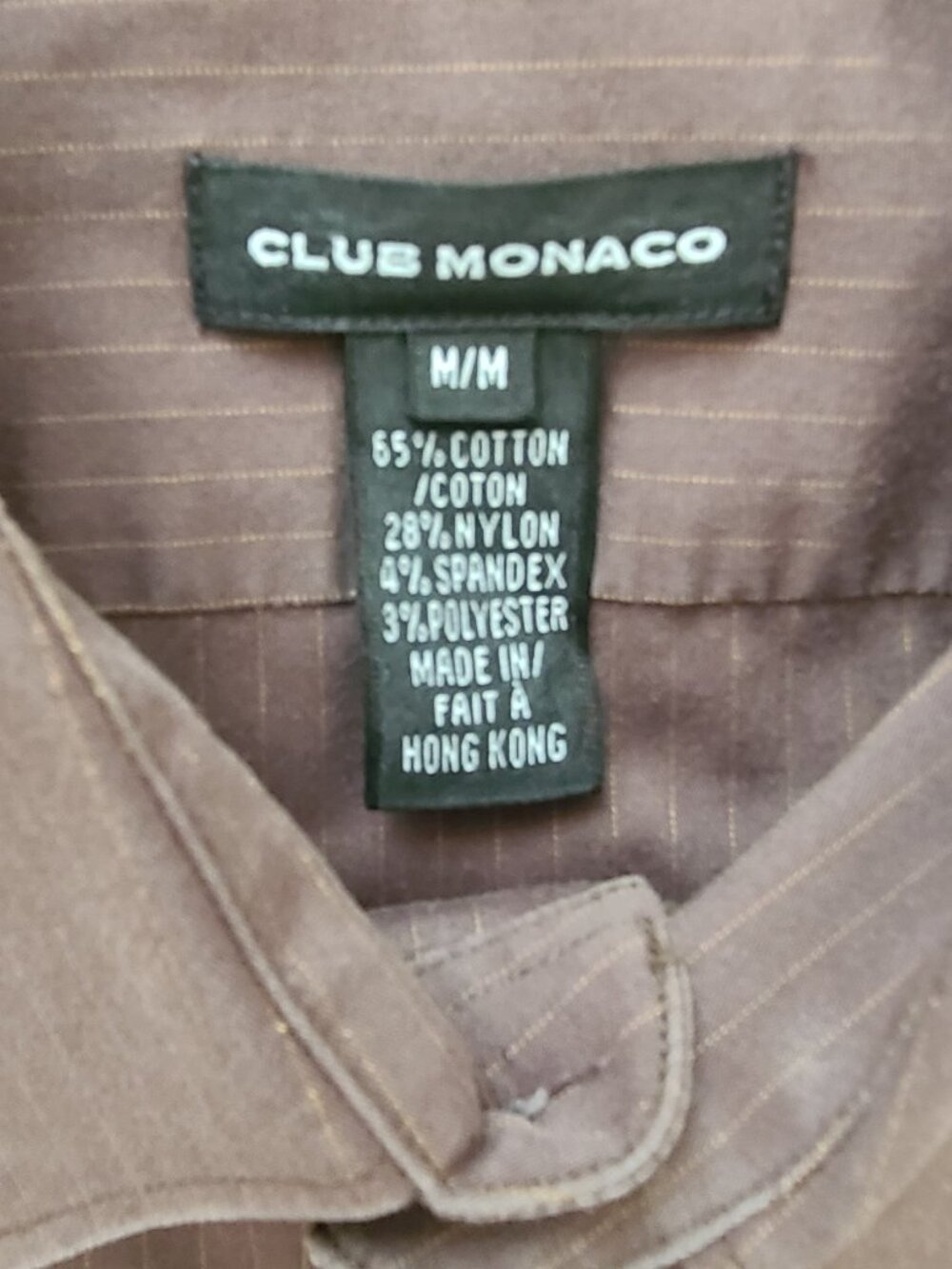 Club Monaco Men's Brown Stretch Cotton-Blend Long-Sleeve Button Up Shirt - Sz M - Picture 9 of 9